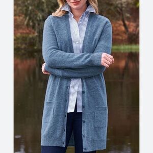 HOUSE OF BRUAR WOMENS WOOL BLUE LONG CARDIGAN SWEATER MEDIUM